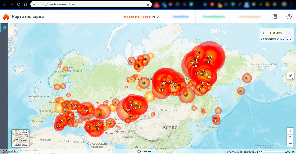 Карта пожаров россия 2022