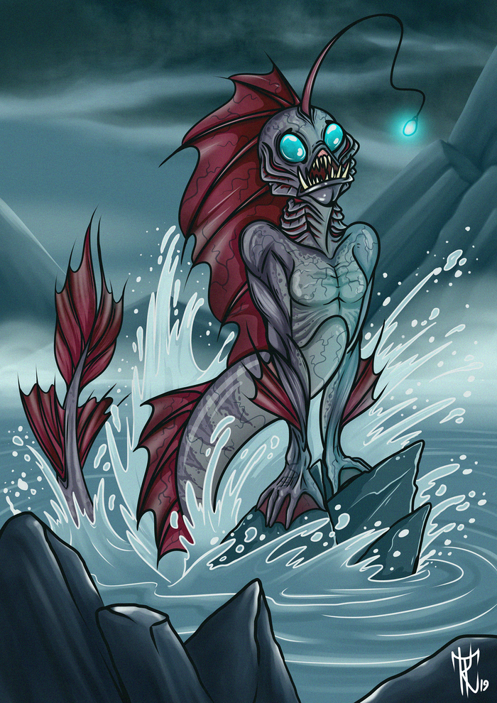 Mermaid! - My, the little Mermaid, Horror, Art, Concept Art, Mermaid, Drawing, Digital drawing