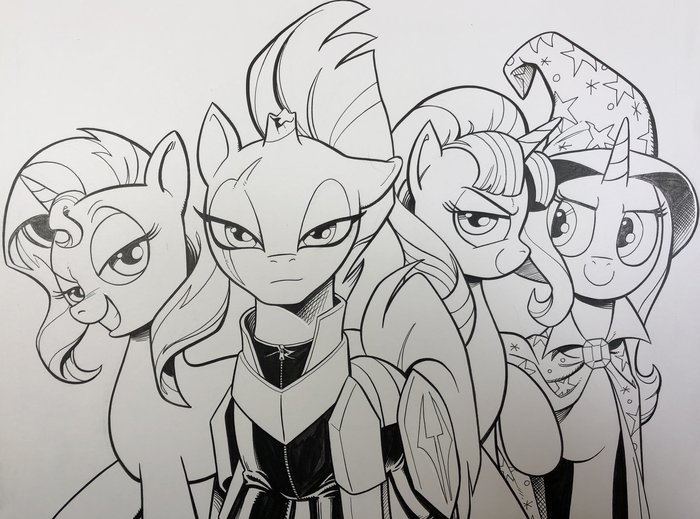 Gang. - My little pony, PonyArt, Starlight Glimmer, Sunset shimmer, Trixie, Tempest shadow, Andypriceart