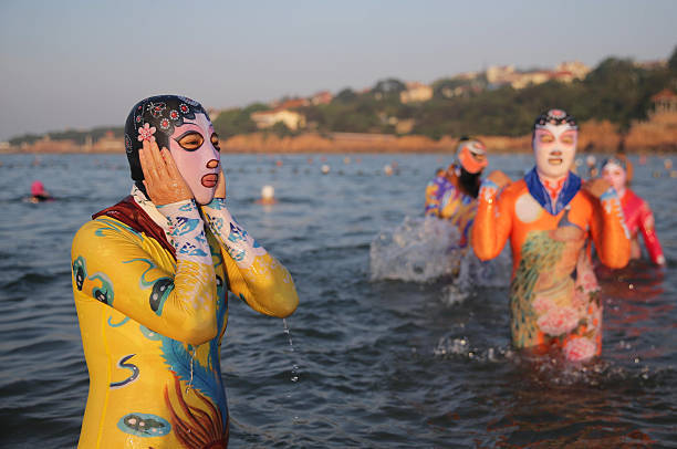 Facekini, increasingly gaining popularity on the beaches of China... . - China, Chinese, Swimsuit, Costume, Mask, Oddities, Interesting, , Longpost