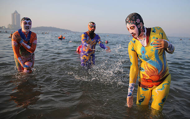 Facekini, increasingly gaining popularity on the beaches of China... . - China, Chinese, Swimsuit, Costume, Mask, Oddities, Interesting, , Longpost