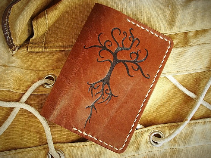 Passport cover Tree of Life. - My, Cover, Handmade, Pyrography