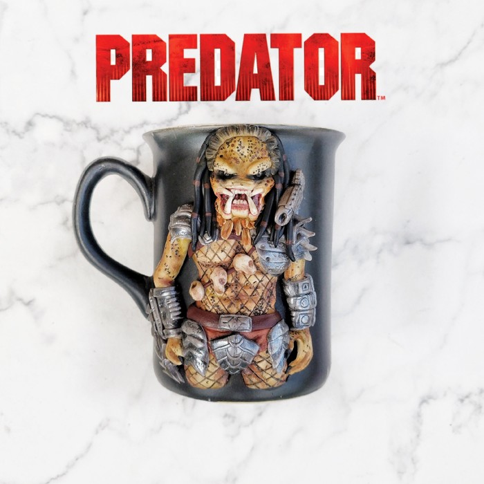 Predator on the mug) - My, Handmade, Polymer clay, Mug with decor, Predator, , Video, Longpost, Predator (film)