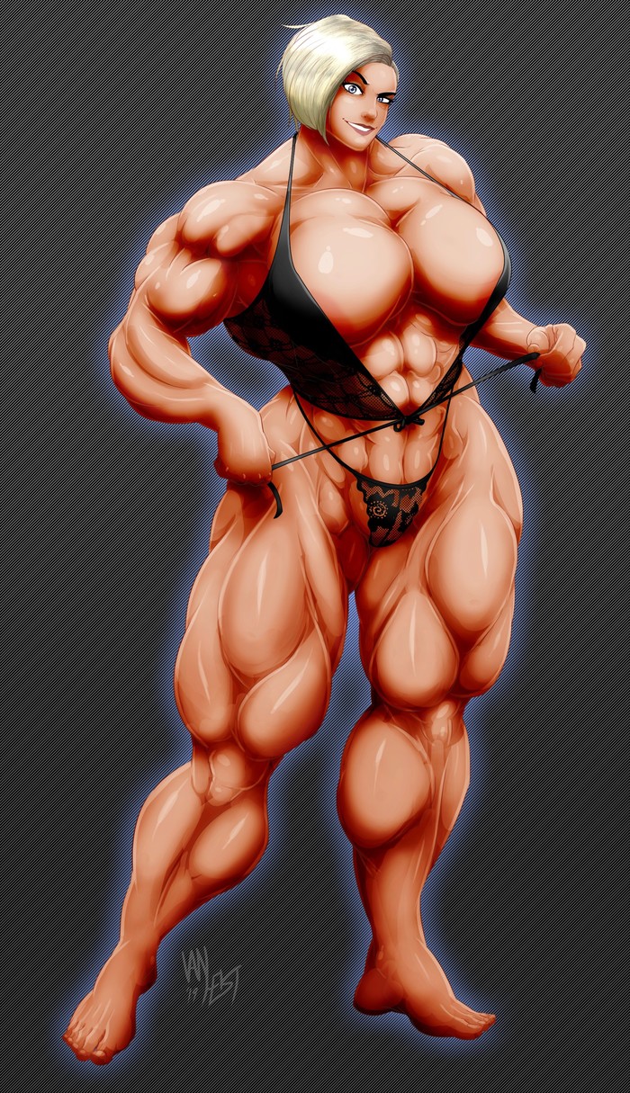 Sonya - NSFW, Vanheist, Art, Strong girl, Sleep-Sleep, Extreme muscles