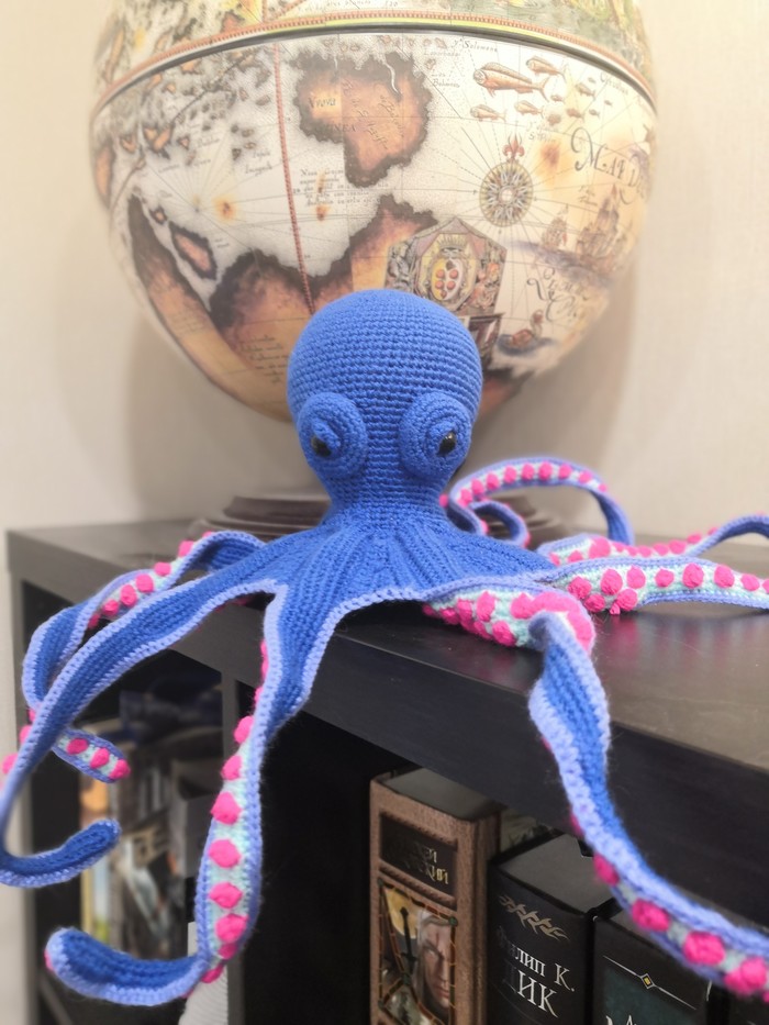 Severe octopus Claude - My, Needlework with process, Amigurumi, Longpost, Knitting, Octopus