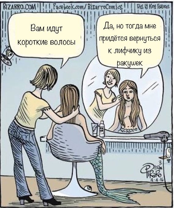 Beauty requires sacrifice - Comics, Bizarrocomics, Mermaid, Hair