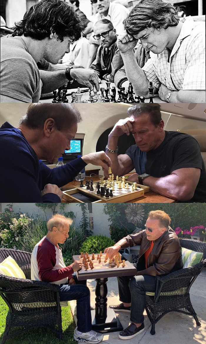 What is our life?.. Game! - Arnold Schwarzenegger, Franco Colombo, It Was-It Was, Chess players, Body-building, Friends, The photo, Celebrities