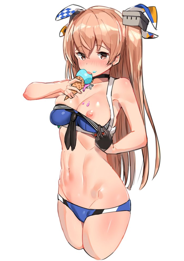 Johnston - NSFW, Kantai collection, Johnston, Etty, Anime art, Anime, Art, Ice cream