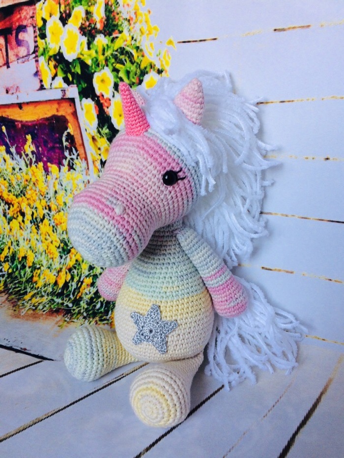 Unicorn - My, Knitting, Crochet, Unicorn, Needlework without process, Longpost