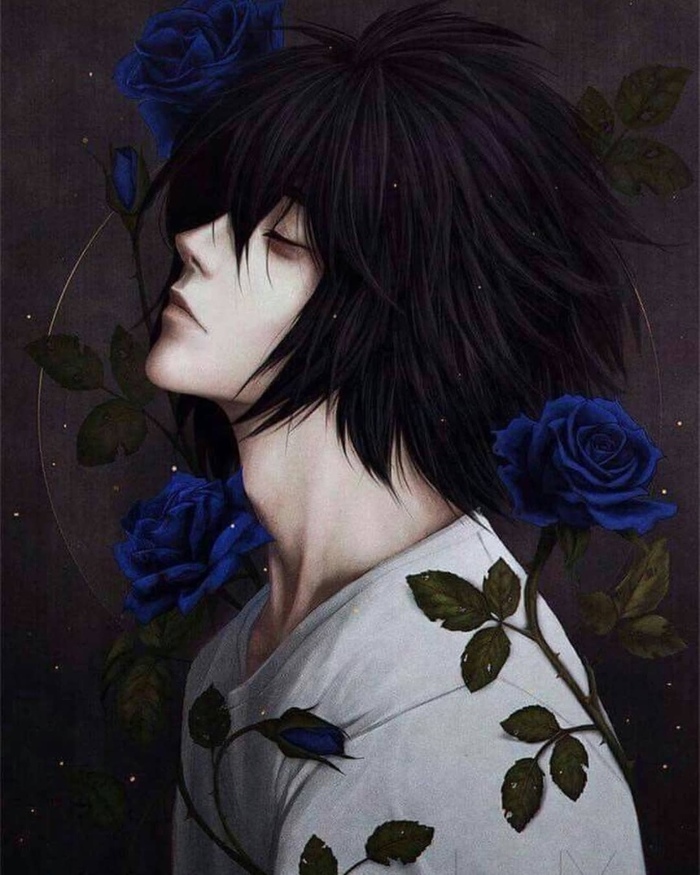 _Death Note_L_ - Anime, Anime art, Death note, Art, Longpost, L Lawliet, A selection