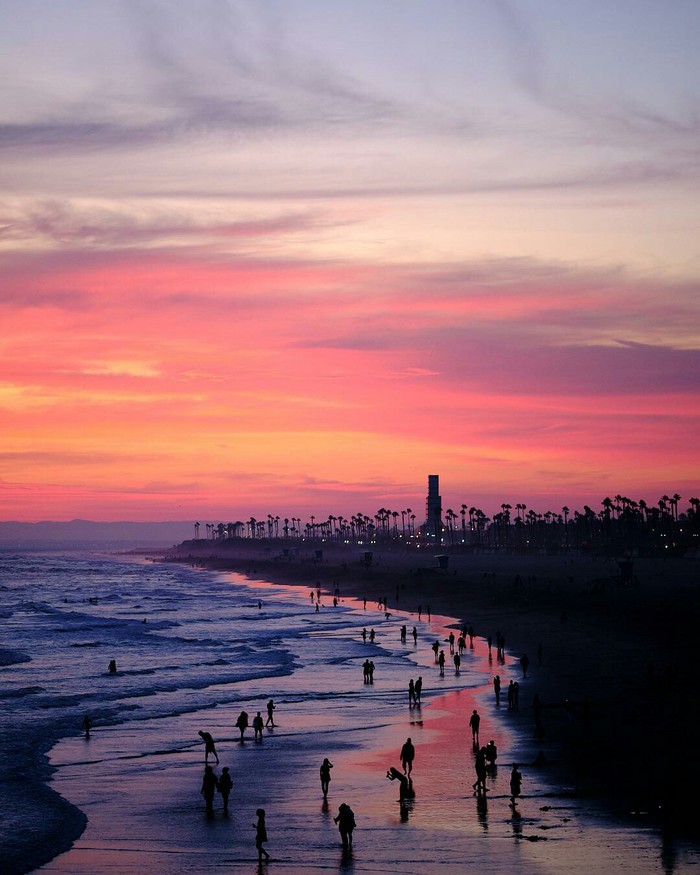 Huntington Beach at sunset - The photo, California, , Sunset, USA