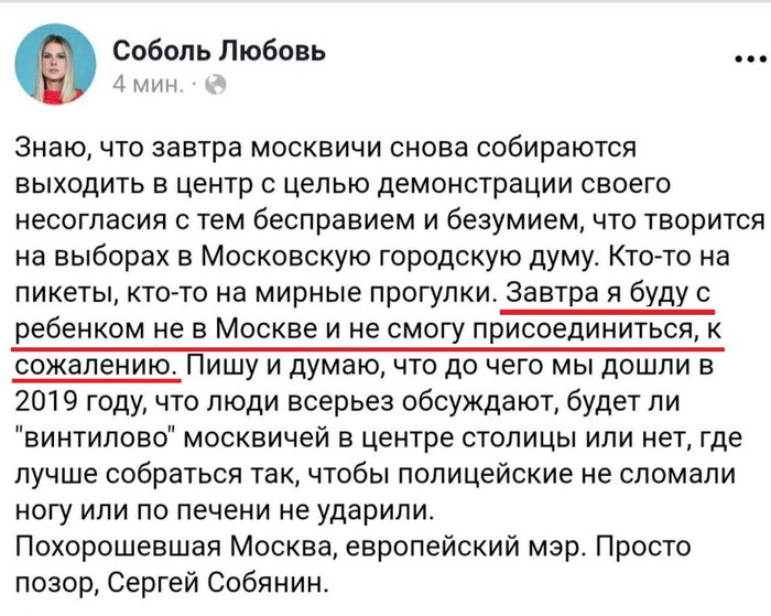 Тут такое дело, я не смогу быть на митинге. Ну всё, чмоки, пока. - ФБК, Политика, Любовь Соболь