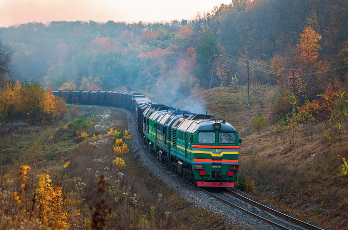 Autumn Railway - Locomotive, , Landscape, Autumn, Railway, Longpost, Ukrzaliznytsia