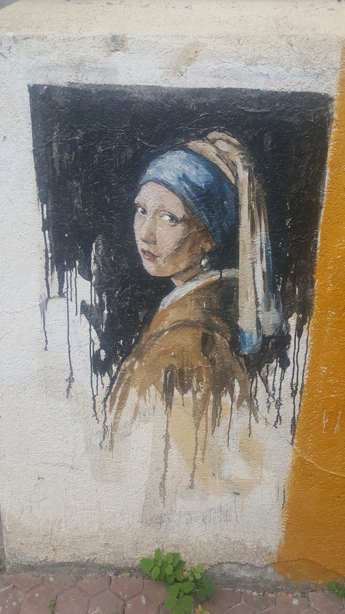 Girl with a pearl earring - My, Street art, Rostov-on-Don, Beautiful, Jan Vermeer, Painting, Girl with a pearl earring