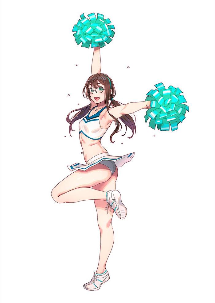 Ooyodo - NSFW, Kantai collection, Ooyodo, Cheerleading, Anime art, Anime, Art, Glasses, Pantsu