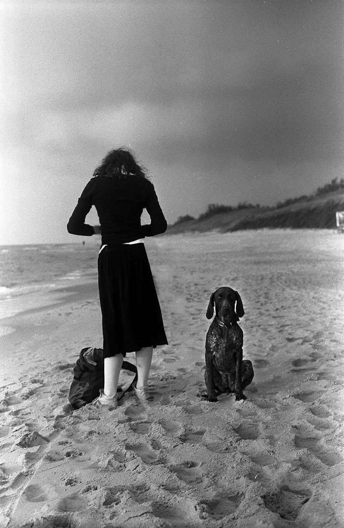 Girl in black - Beach, Dog, The Woman in Black