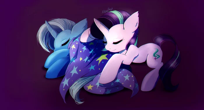 Крепкий сон - My Little Pony, PonyArt, Starlight Glimmer, Trixie, Skyeypony