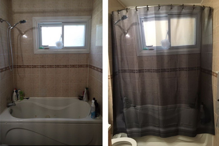 When ordering a custom bathroom curtain, someone didn't care much about the sketch - Bathroom, Curtains, Sketch, Order, Illusion