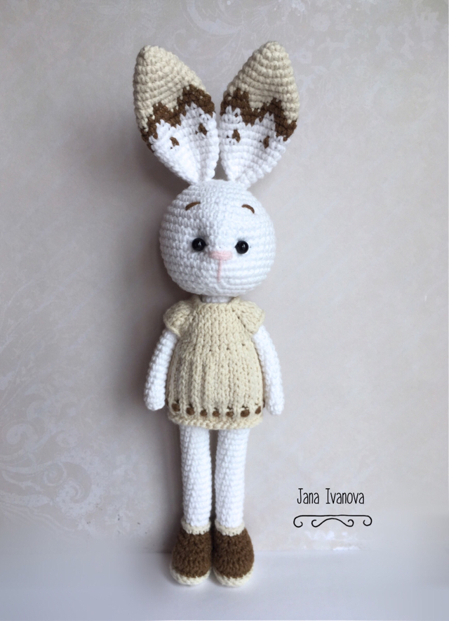 Snow Bunny - My, Hare, Knitted toys, Amigurumi, Handmade, honey, 