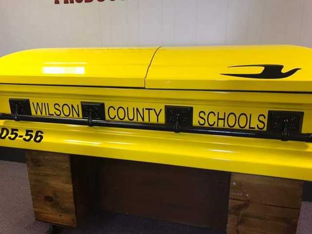 A custom coffin for a school bus driver. - Coffin, , Yellow, Bus driver, USA, Longpost, Non-standard, Driver