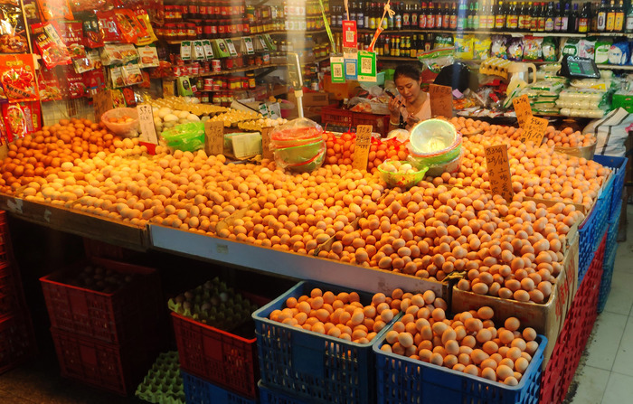A walk through the Chinese vegetable market (part 2) - My, China, Market, Eggs, , Rice, Longpost, Wechat, centennial eggs
