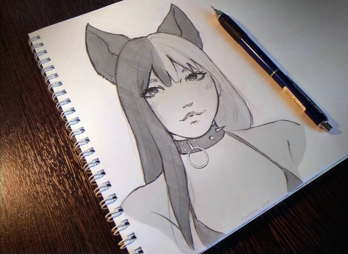 Sketch 3 - My, Art, Kershok, Anime, Anime art, Sketch, Sketchbook, Pencil drawing, Drawing