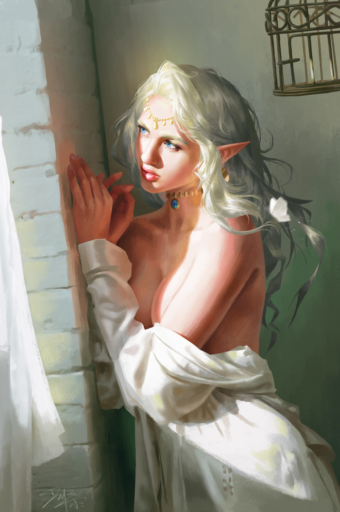 Light - NSFW, Art, Drawing, Elves, Tian DM