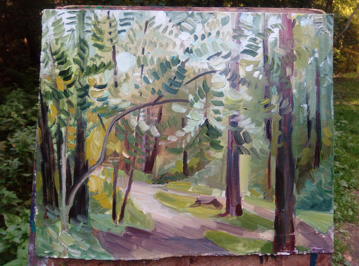Park Kuzminki, oil sketches on cardboard - My, Plein air, Butter, Etude, The park, Painting, Longpost, Oil painting, Painting, Kuzminki Park