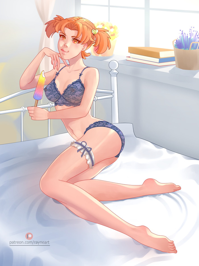 Hot day is noticed - NSFW, Endless summer, Visual novel, Art, Alisa Dvachevskaya, Rayne