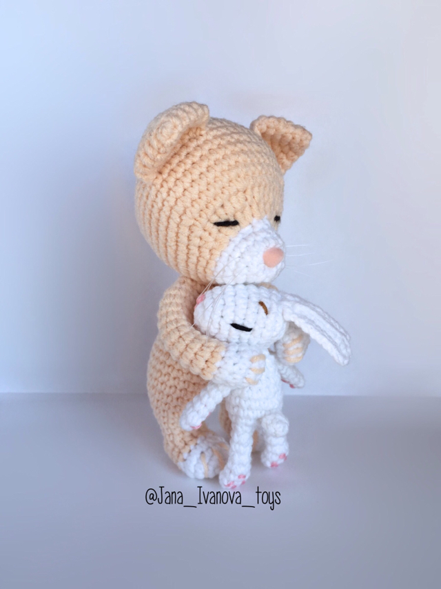 Bunny cat :) - My, Knitted toys, cat, Hare, Amigurumi, Handmade