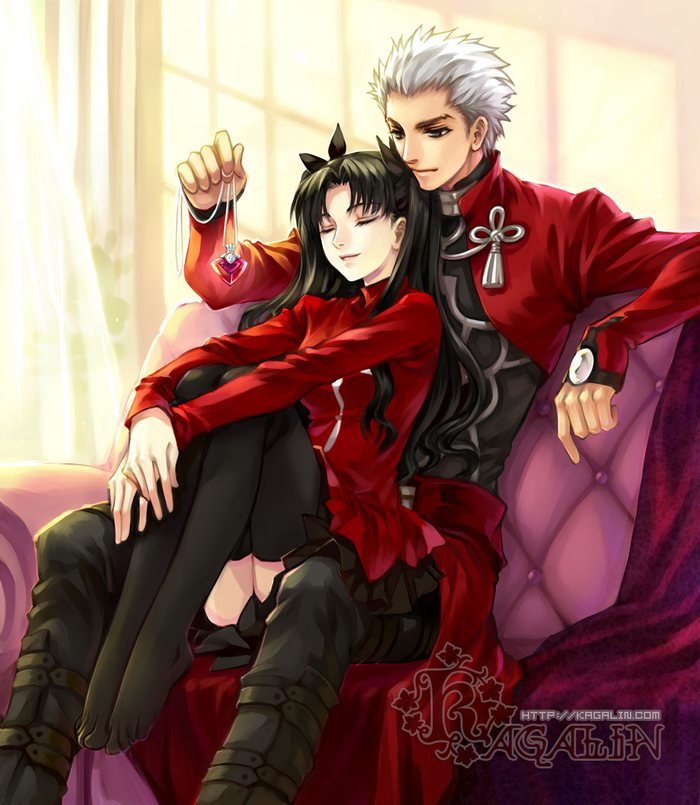 Арт Рин Тосака и Гильгамеш - Anime Art, Fate-Stay Night, Tohsaka Rin, Archer, Emiya Shirou