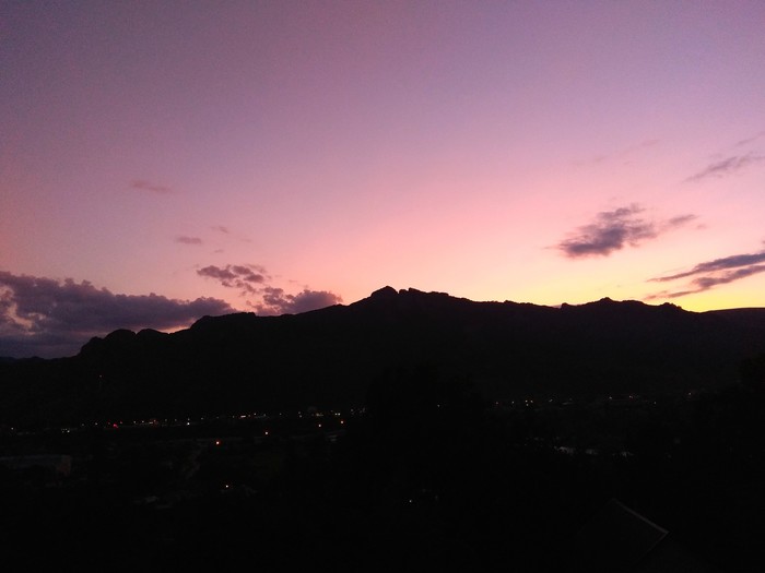 Pink sunset in the mountains - My, The mountains, Sunset, Karachay-Cherkessia, Homeland