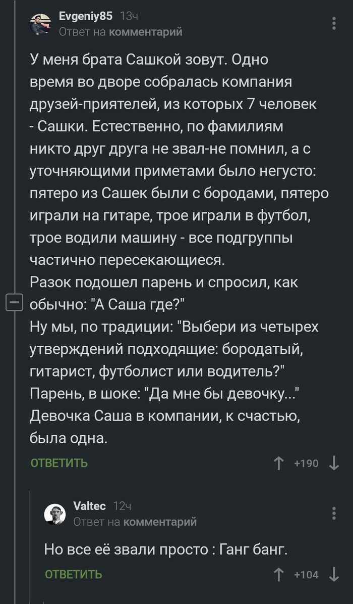 И чтец, и жнец, и на дуде игрец, и вообще Сашка - Комментарии на Пикабу, Совпадение, Александр, Скриншот