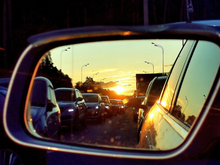 Evening sunset in traffic - My, Sunset, Traffic jams, Kazan