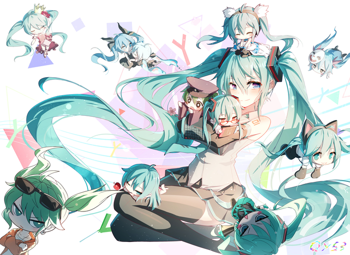 There is no such thing as too many Miku! - Anime, Not anime, Vocaloid, Hatsune Miku, Anime art, August, Birthday, Qys3