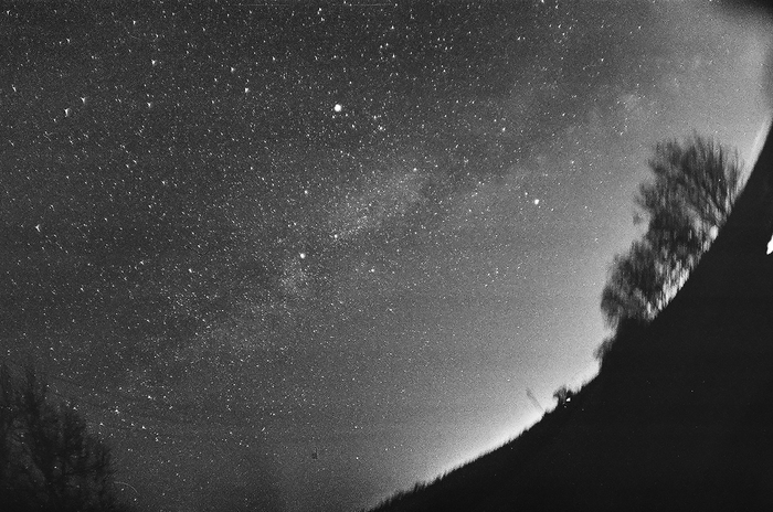 Milky Way on film - My, Milky Way, Film, 35mm, Black and white, Bw, Astrophoto