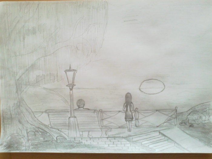 Sam and Slavya. Embankment. - My, Endless summer, Visual novel