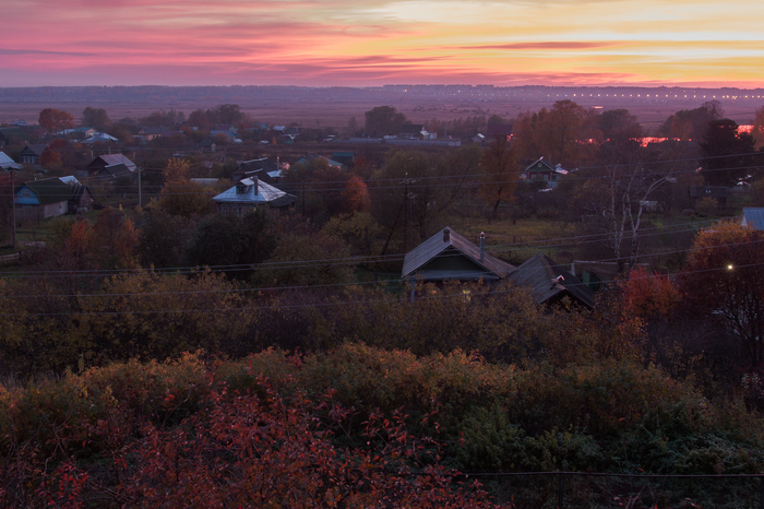 View from the roof of a rural house at different times of the year. - My, The photo, Landscape, View from the window, Seasons, Canon, Village, Longpost