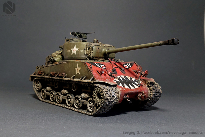 Red Devil door Captain Clifford Rice - My, Modeling, Stand modeling, Sherman, Tanks, Scale 1:35, Scale model, BTT, Longpost