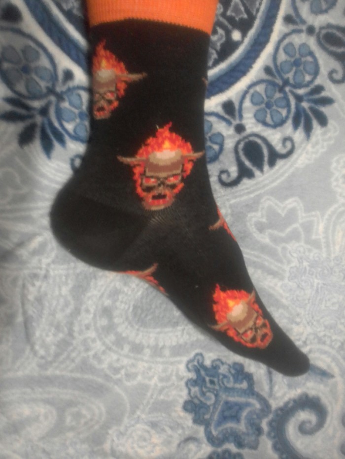 Doom socks - My, Doom, Socks, Presents, Legs, Doom 3, Scull, Fire