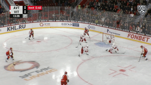 Ilya Yezhov pulls the puck off the ribbon - Hockey, Sport, KHL, GIF, Motorists, Knight, Video