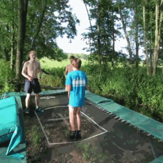 Caught - Trampoline, The rescue, Children, Bounce, Страховка, Luck, GIF