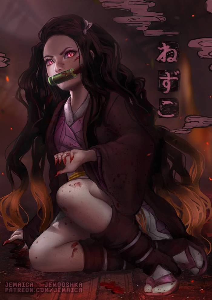 Nezuko dark ver - DeviantArt, Арт, Рисунок, Anime Art, Аниме, Kimetsu no Yaiba, Nezuko Kamado, Jemajema