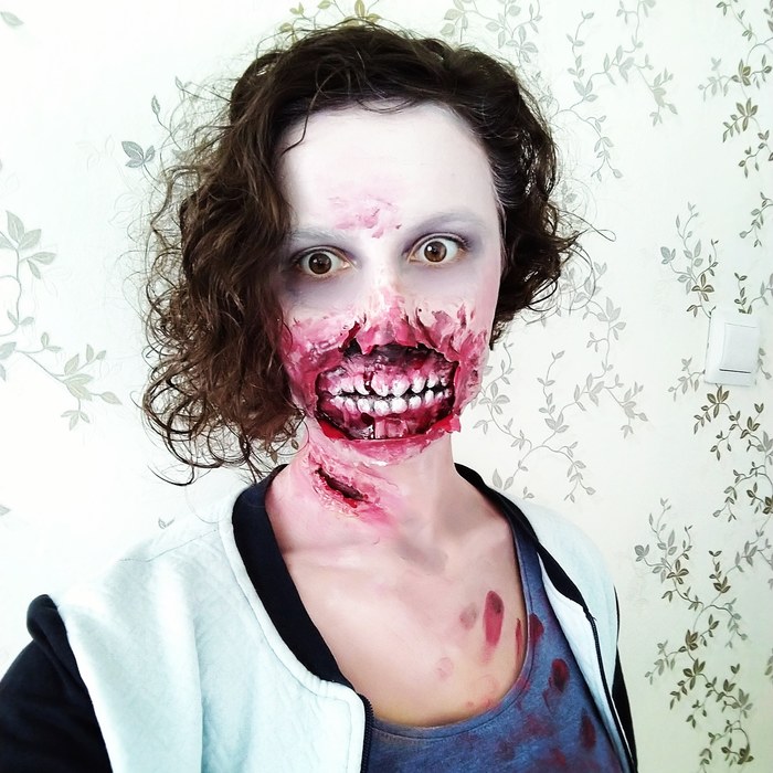 Makeup for the quest in Insta. - My, Institute, Plastic make-up, Scary Face