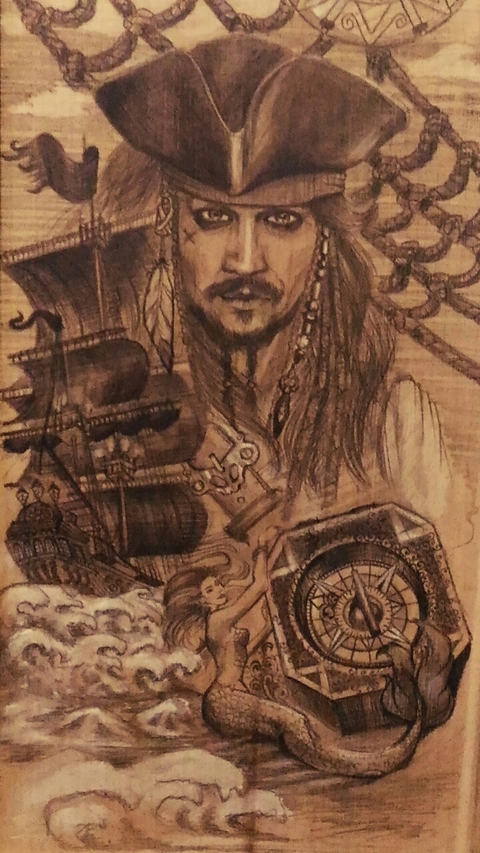 Just a hobby. - My, Pirates of the Caribbean, Backgammon, Longpost, Painting on wood, Painting, Movies, Fan art, Captain Jack Sparrow, Davey Jones