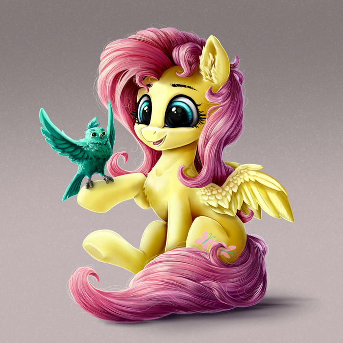 Oh bird! - My little pony, PonyArt, Fluttershy, Rysunkowasucharia