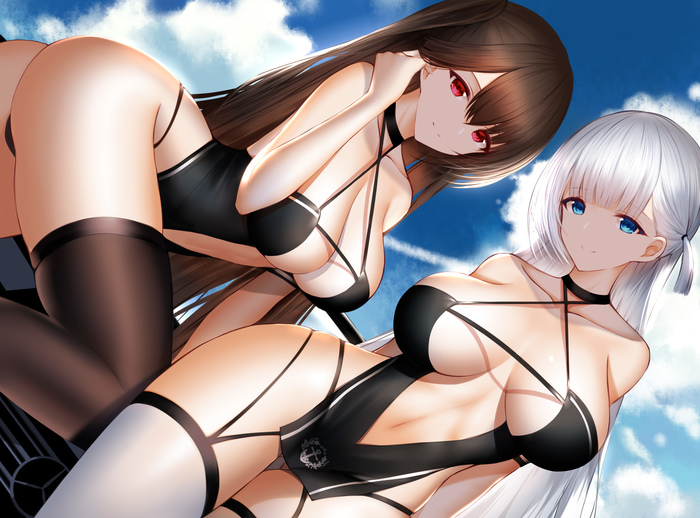 Zuikaku & Shoukaku - NSFW, Azur lane, Zuikaku, Shoukaku, Sugoi dekai, Swimsuit, Anime art, Anime, Breast