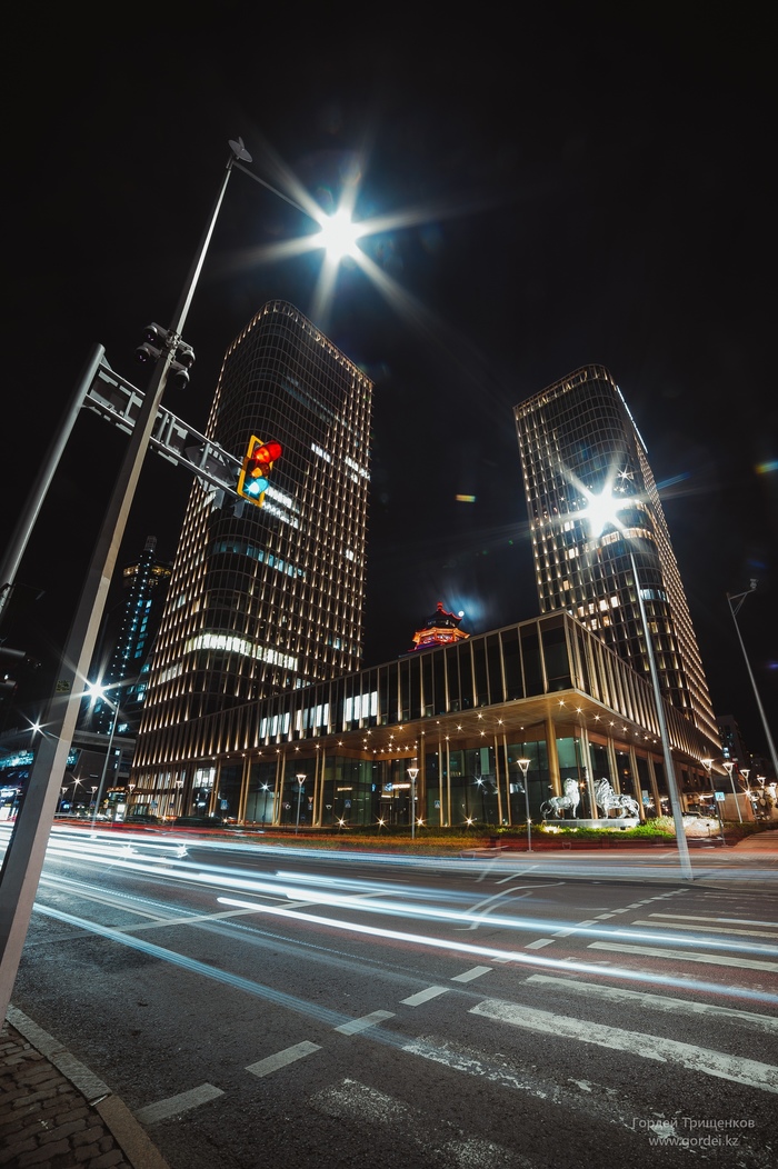 Огни ночного города Nikon, Астана, Нур-султан, Ночь, Фотография, Казахстан