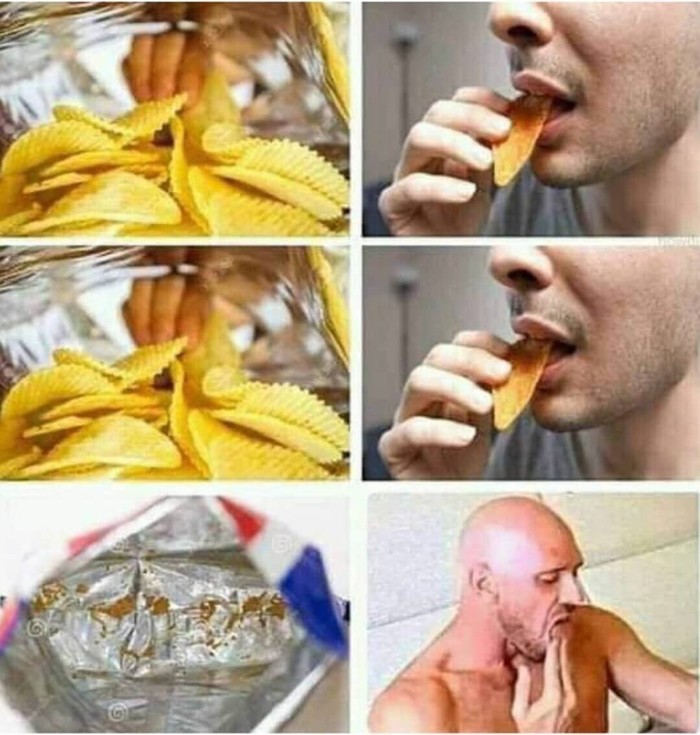 Когда съедаешь чипсы до последней крошки. Чипсы, Крошки, Джонни Синс