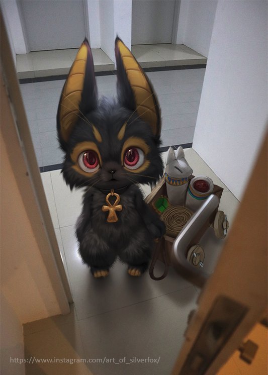 Tempted to let him in despite not needing his service. - Silverfox5213, Anubis, Egyptian gods, Art